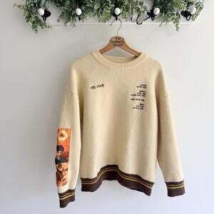 Aelfric Eden Gogh Sunflower Design Sweater Embroidered Patchwork Size M 114821